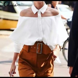 White Off the Shoulder Blouse-SM